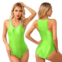 Combinaison de sport moulante brillante et extensible de haute qualité pour femme – Maillot de bain une pièce pour fitness et entraînement