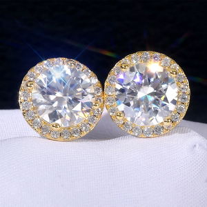 Cadeau pour la fête des mères, boucles d'oreilles en moissanite pour femmes, couleur D, VVS1, <span class=keywords><strong>diamant</strong></span> simulé, certifié GRA, plaqué or 14 carats, argent S925, boucles d'oreilles halo - Product Image 1