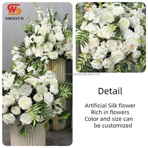 LISSE haute qualité 60cm blanc décoration de mariage centres de Table allée soie fleur artificielle Rose verdure boule florale - Product Image 2
