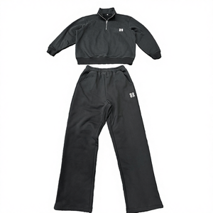 เสื้อสเวตเชิ้ตคอกลมแบบซิปครึ่งตัวพิมพ์ลายฟล็อกคุณภาพสูงสำหรับฤดูหนาว ชุดเซ็ตแทรคสูททรงหลวมไหล่ตก - Product Image 4