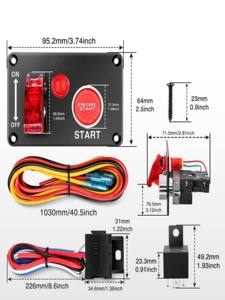 2-in-1 5P Toggle Ignition Switch Panel SPST ON-OFF LED Indicator IP65 Rated for Marine Start Engine Rocker Switches Stainless - Product Image 5