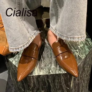 Cialisa 2023 New Styles Fast Delivery Fashion Design Full Genuine Leather Doll Women's Comfortable Flat Pumps Shoes For Ladies