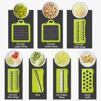 Mandoline manuelle polyvalente réglable en plastique 14 16 en 1 Hachoir à légumes Hachoir à oignons Coupeur à rouleaux de légumes et de fruits
