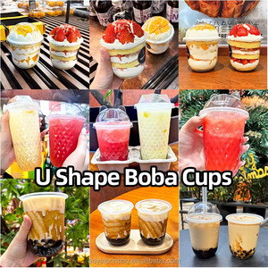 PETミルクティーカップ使い捨てプラスチックカップカスタムロゴ高透明度コールドドリンクコーヒーカップ9 12 14 16 18オンス - Product Image 6