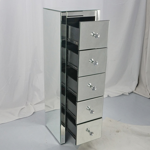 Vxin <strong>Mirror</strong> WXF-006 Five Drawer Silver Glass Nightstand <strong>Bedside</strong> Table Mirrored <strong>Bedside</strong> Table - Product Image 2