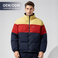 Veste matelassée réversible à col montant pour homme, style color block, chaude et décontractée pour l'hiver