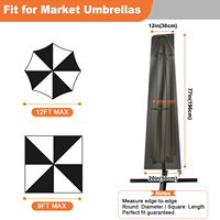 Housse de protection robuste anti-déchirure pour parasol d'extérieur, résistante à la neige, respirante, pour patio, balcon et jardin