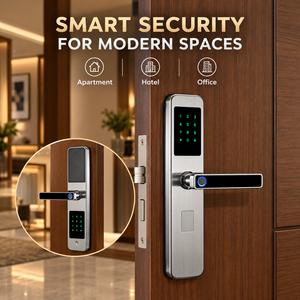 Serrure de porte intelligente biométrique Sinon Silver, double lecteur d'empreintes digitales, clavier, application TTLock, contrôle d'accès pour bureau, appartement, hôtel - Product Image 6