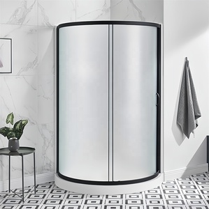 Oumeiga 90X90X195 cm Écran de <span class=keywords><strong>douche</strong></span> arrondi sans cadre Quadrant Cabines de <span class=keywords><strong>douche</strong></span> 900mm pour installation en coin - Product Image 5