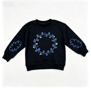 Sudadera de cuello redondo para parejas, manga larga, estampado floral de corona, manga con diseño de planeta, suéter informal de algodón para mujer - Product Image 3