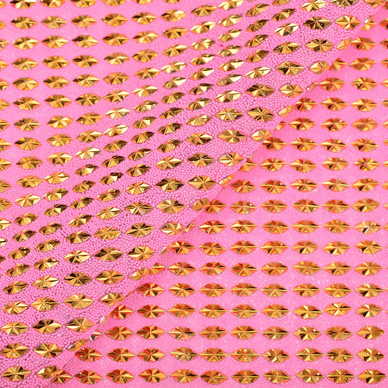 24*40cm 핑크 색상 핫픽스 라인 석 메쉬 트림 크리스탈 패브릭 리본 Strass Applique 보석 만들기 공예
