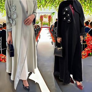 Robe Abaya élégante en polyester avec appliques, style Dubai, pour l'été et l'automne, fabriquée à la main, modeste, transfrontalière, pour femmes musulmanes, modèle Mq216 - Product Image 2