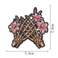 Patchs brodés thermocollants Crâne Gothique Floral pour Veste et Sac à Dos