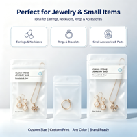 Maßgefertigter Transparenter Reißverschlussbeutel Schmuck Wiederverschließbarer Beutel Mattierter PET Wiederverwendbarer Staubdichter Bedruckter Aufbewahrungsbeutel 12x18cm