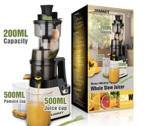 Extracteur <span class=keywords><strong>de</strong></span> jus lent tout-en-un 250W, 95 tr/min, pression douce, livré avec un <span class=keywords><strong>livre</strong></span> <span class=keywords><strong>de</strong></span> recettes, facile à assembler et à démonter - Product Image 3