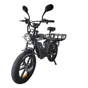 Vélo 52V gros électrique 1000 watts cyclomoteur 44Ah double batterie suspension complète frein à huile longue portée amovible et pliant porte-bagages