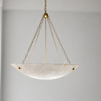 Luminaire suspendu artistique en faux albâtre, grand bol, pour salle à manger de villa, éclairage haut de gamme pour maison résidentielle