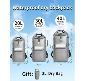 Mochila Impermeable Seca de 3 Capas con Panel Trasero de Descompresión, Bolsa Enrollable con Bolsillo Frontal Reflectante y Cierre Lateral para Surf y SUP - Product Image 2