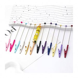 Pince crocodile en métal perlée créative DIY - Porte-mémos, pince pour cartes de visite, organisateur de bureau - Product Image 1