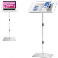 Pupitre en acrylique avec base métallique et angles réglables - Portable pour salles de classe, églises, mariages, discours et événements - 16"L x 12"W x 48"H