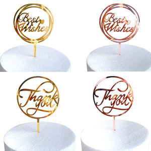 ท็อปเปอร์เค้กอะคริลิค รูปทรงกลม สีทอง ลาย "ขอบคุณ" สำหรับตกแต่งงานแต่งงาน งานวันเกิด หรืองานเลี้ยงต่างๆ - Product Image 5
