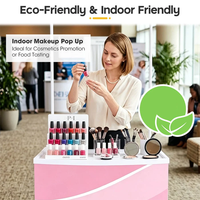 Comptoir de promotion portable pour salon professionnel avec étagère interne offrant un espace de rangement