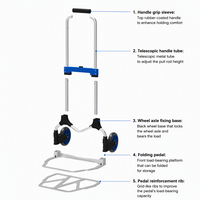 Chariot pliant en aluminium Smart Design FW-92CT, chariot robuste pour bagages, capacité de charge de 90 kg, OEM pour le shopping et les outils