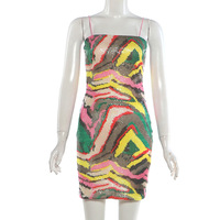 GX10955 Nouvelle Collection Été 2026 – Robe Courte Sexy Sans Manches à Paillettes Imprimées pour Femme – Élégante Robe de Soirée