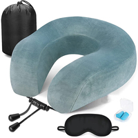 Oreiller de voyage en mousse à mémoire de forme en U, coussin de soutien cervical respirant et léger, masque de voiture personnalisable, bouchons d'oreilles