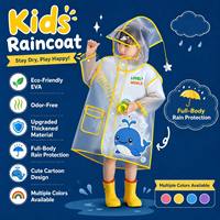 Imperméable Enfant Amélioré Écologique Anti-odeur Protection Intégrale Épais en EVA Motif Dessin Animé Mignon pour Tout-petits et Enfants pour l'École et les Jeux