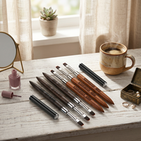 Ensemble de pinceaux à ongles portables au design léger avec capuchon en métal noir, outil de manucure de qualité supérieure pour la peinture au gel