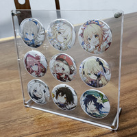 Support de présentation de badge en acrylique, cadre de rangement, support moderne de forme carrée, écologique pour un montage facile, transparent, clair, anime
