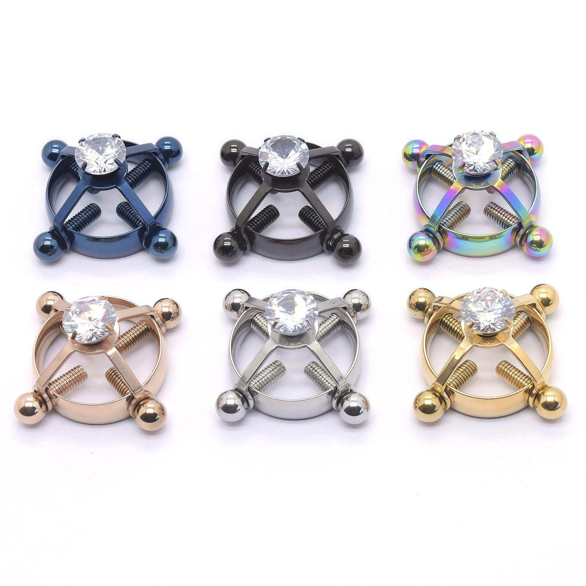 Round Nipple Clamps - Adjustable Stainless Steel SM Toy Round Nipple Clamps - Adjustable Stainless Steel SM Toy