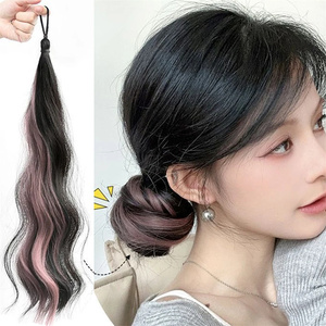 Colorful Highlights Hair Wigs High Temperture Fiber Ponytail Synthetic Wigs Heat Resistant Hair Extensions for Women