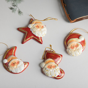 Navidad pintada cerámica roja Papá Noel colgante estilo Vintage árbol <span class=keywords><strong>de</strong></span> Navidad decoración <span class=keywords><strong>de</strong></span> cerámica - Product Image 3