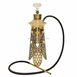 Chicha personnalisée 62 CM en verre argenté, petit modèle, avec support en acier inoxydable, ensemble complet pour fumer - Product Image 2