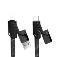 Câble de données USB 3.0 TechPhantom 66W à charge rapide 4-en-1, blindage tressé en nylon, 3A pour téléphones Android et écouteurs, 1m