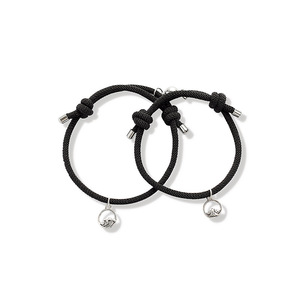 Lovers Magnetic Bracelets Black Rope Tibetan Silver Charm Unisex Gift Jewelry - Product Image 1