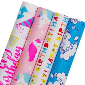 Custom Unicorn Rainbow Birthday Gift <b>Wrap</b> <b>Paper</b> <b>Roll</b> Double Sided Coated Eco-Friendly Recyclable Digital Printing <b>Paper</b> - Product Image 5