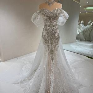 Vestidos de Novia de Lujo DW0192 con Cuentas y Corte Sirena, con Cola - Product Image 1