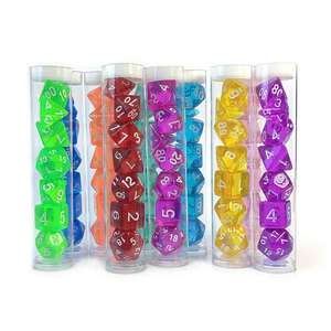 Juego de Dados Poliédricos Transparentes de 7 Piezas, Dados de Acrílico Multicolores para Juegos de Rol, con Caja de Tubo - Product Image 1