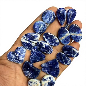 FAIJAN GEMS - Par de Pendientes de Sodalita con Cabujón, Piedras Preciosas de Cristal de Diamante Azul Natural, Piedras Sueltas Facetadas para Hacer Joyas - Product Image 1
