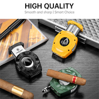 CIGARLOONG Outil de coupe de cigares portable multifonctionnel, coupe en V double face plate, perceuse à cigares intégrée et support à cigares pour la dégustation quotidienne