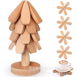 Posavasos de madera con forma de árbol, decoraciones reutilizables para fiestas de Navidad, tapete de aislamiento térmico para tazas de café, platos para bebidas, cuencos - Product Image 2