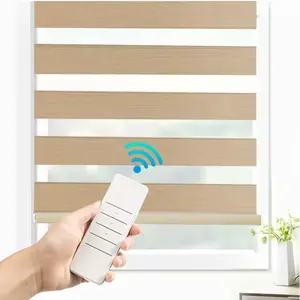 2024 wholesale Zebra curtain indoor horizontal semi blackout automatic battery power electric zebra blinds for window