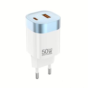 อะแดปเตอร์ชาร์จ GaN 50W รองรับทั่วโลก ชาร์จเร็ว USB Type C พร้อมพอร์ต A+C สำหรับโทรศัพท์และแล็ปท็อป - Product Image 5