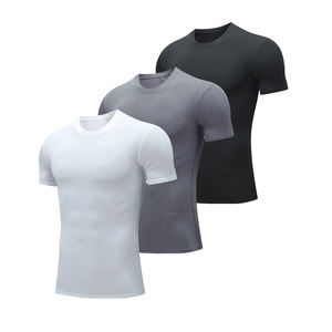 USA Warehouse 3er <span class=keywords><strong>Pack</strong></span> Herren Kompression shemd Schwarz Weiß Grau Kurzarm Athletic Basel ayer Sport T-Shirts Workout Tops - Product Image 1