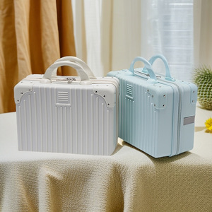 Boîte de rangement cosmétique portable avec tiroirs, en matériau ABS/PC, fermeture éclair, design à rivets, couleur unie, légère, pour maquillage de voyage - Product Image 5