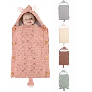 Recém-nascido Saco De Dormir Bebê Swaddle Cobertor Stroller Envoltório Macio Grosso Lã De Algodão Malha Cobertor Quente Bebê Meninas Meninos