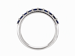 Anillo de banda ancha con pavé de diamantes y zafiros florales en oro blanco de 18 quilates, joyería de lujo para mujer - Product Image 3